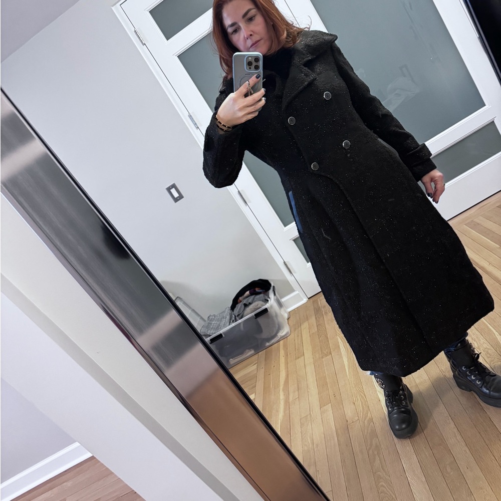 Mackage Black Elodie Shimmer Coat with Button Accents - Picture 3 of 9
